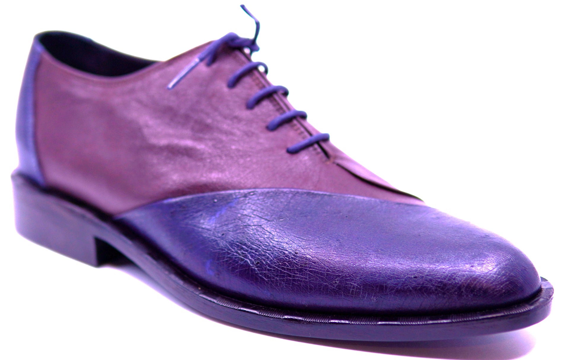 Burgundy Leather & Navy Blue Ostrich Dress Shoe image 1