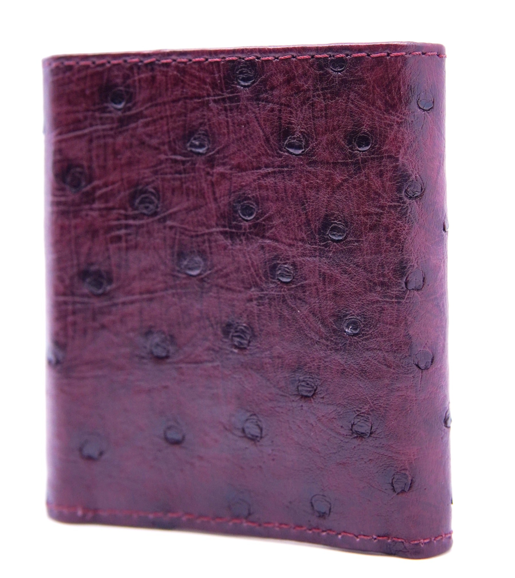 Burgundy Ostrich Tri-Fold Wallet image 1