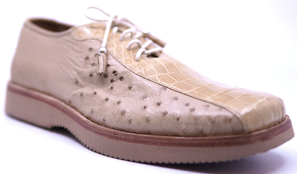 Genuine Oryx Ostrich & Beige Alligator Dress Shoe 12-US Men's image 2