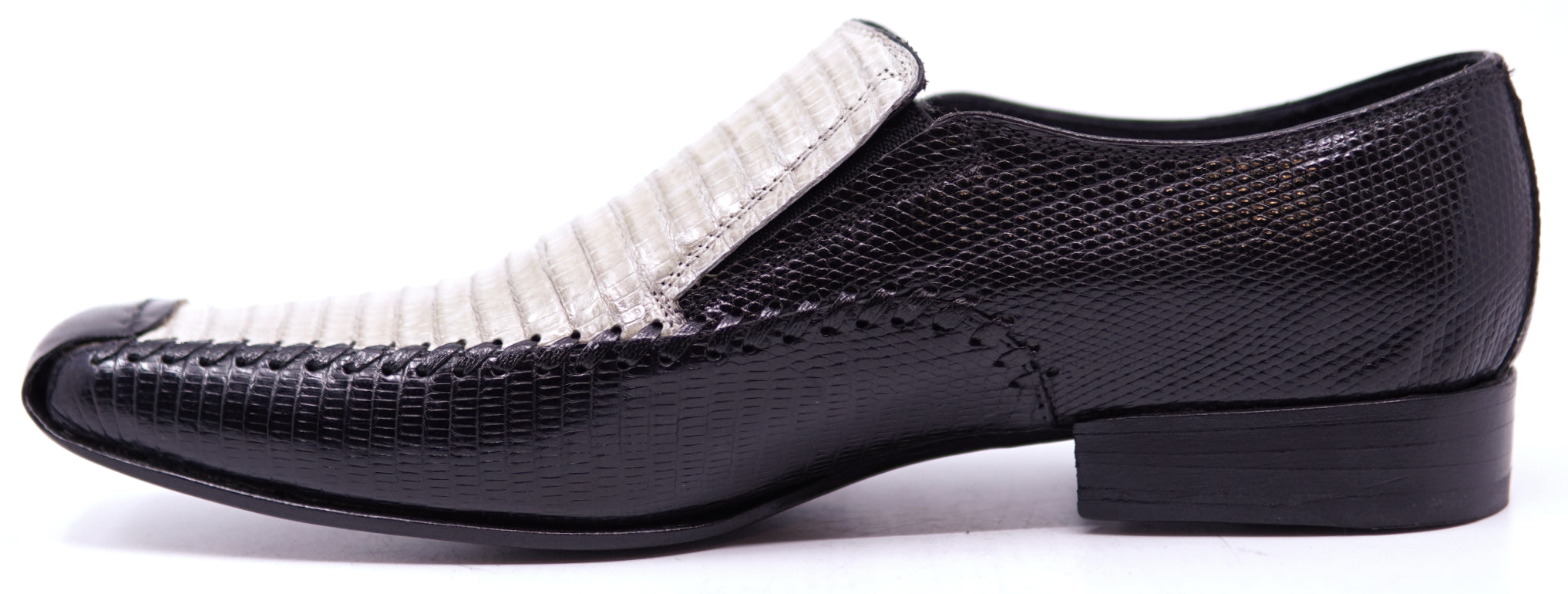 Genuine Black & Beige Lizard Loafer Dress Shoe image 1
