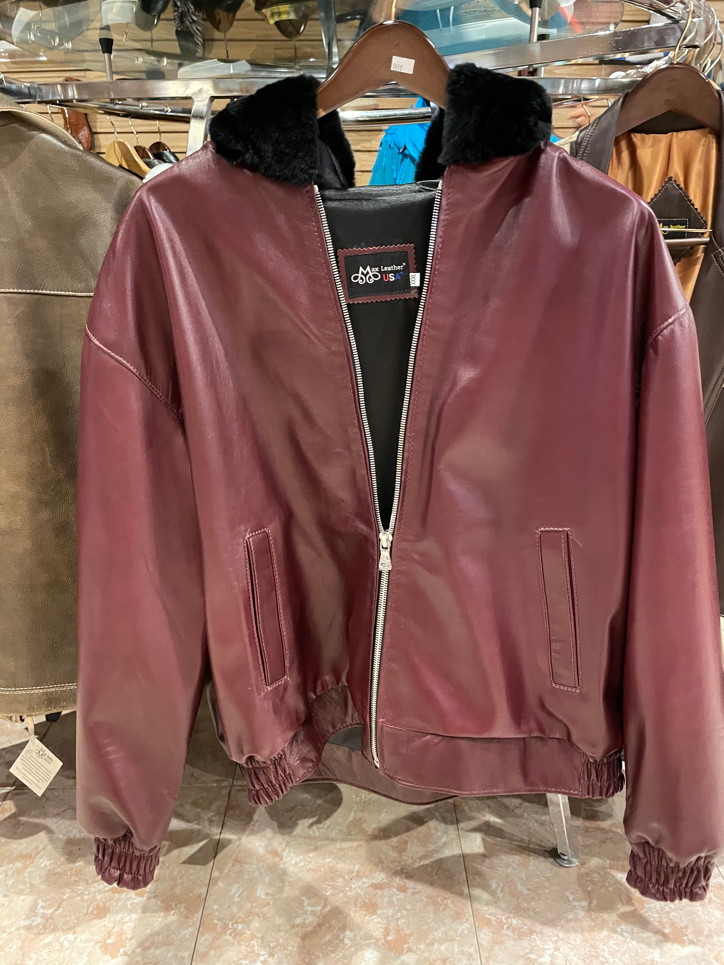 Burgundy and Black Bomber US Men's 3XL image 0