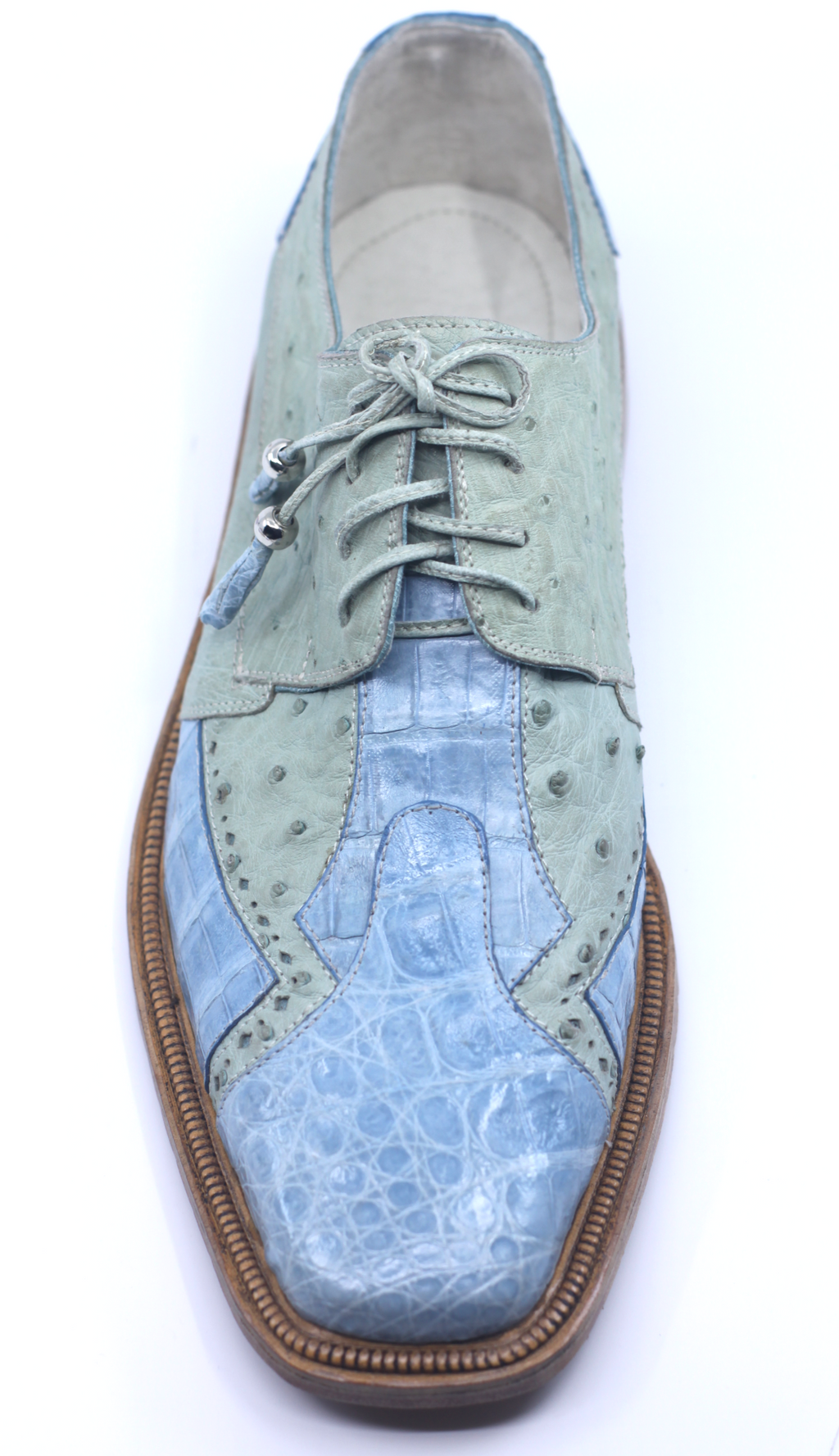 Blue/Green Croc and Ostrich Dress Shoe US 11 image 1