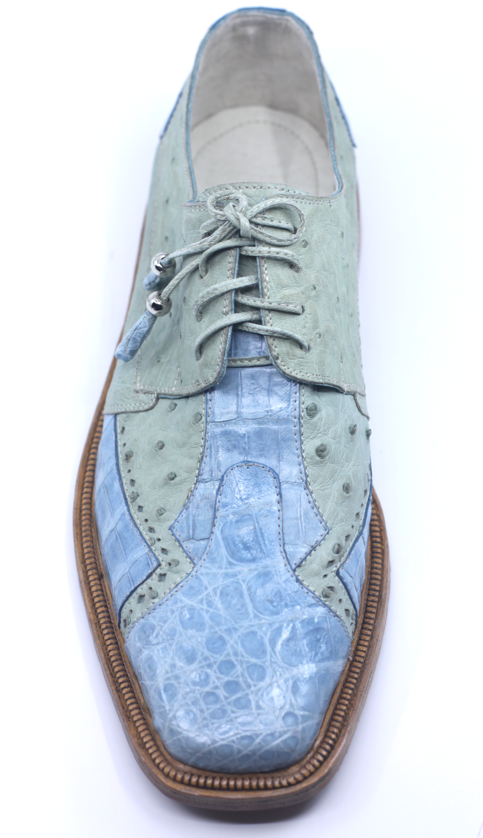 Blue/Green Croc and Ostrich Dress Shoe US 11 image 1