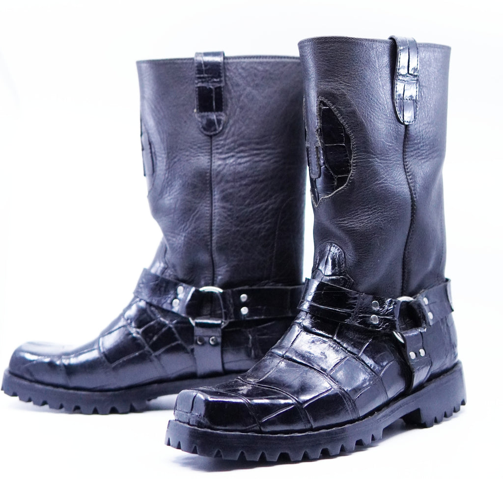 Alligator Belly Motorcycle Boots US Men's 9.5 image 3
