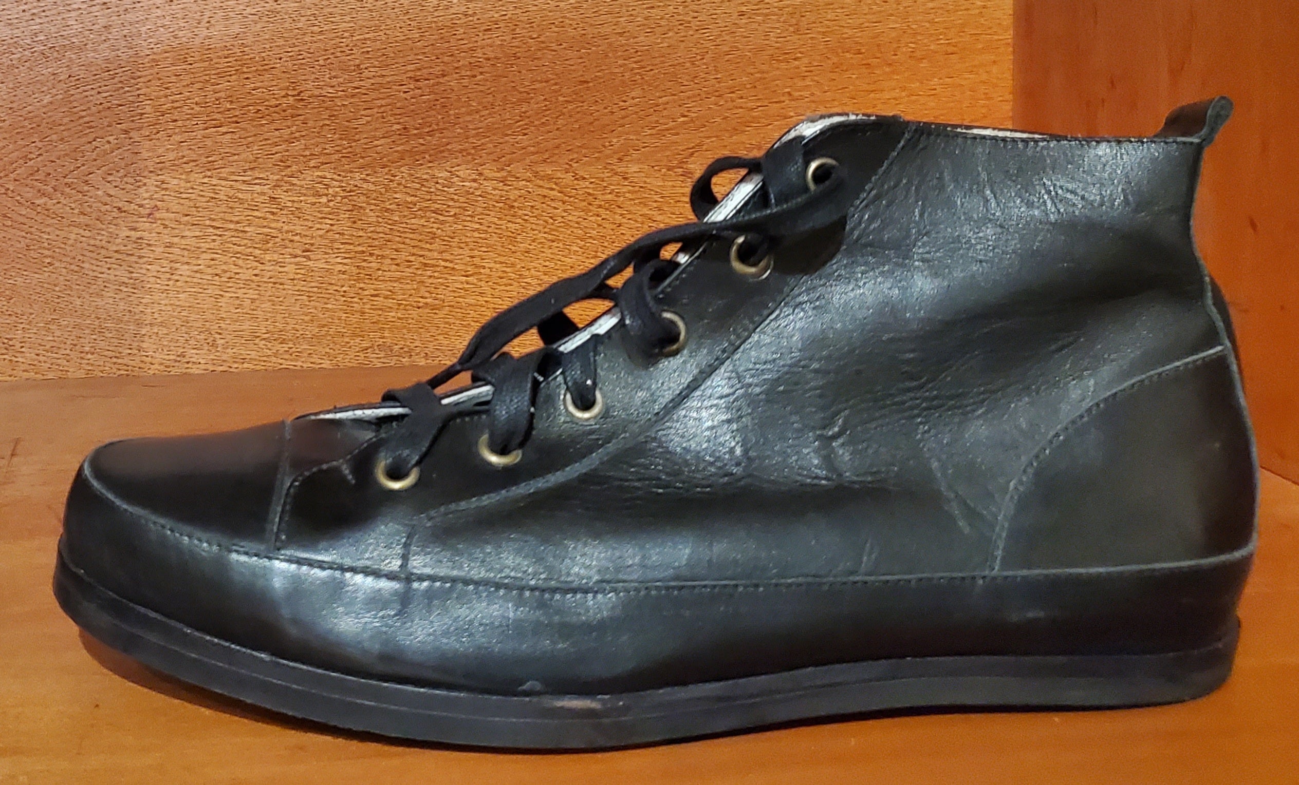 Black Leather High Top Sneakers US Men's 10.5 image 1