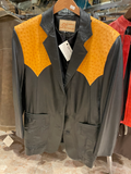 Cognac Ostrich and Leather Coat US Men's S image 0