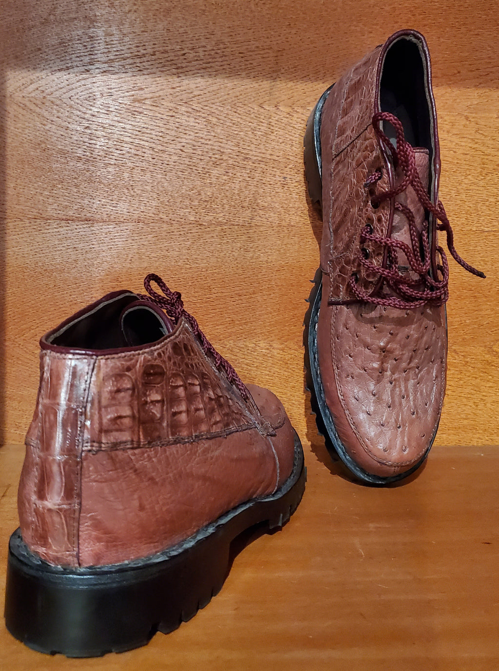 Burgundy Caiman & Ostrich 8D US Men's 10.5 image 3