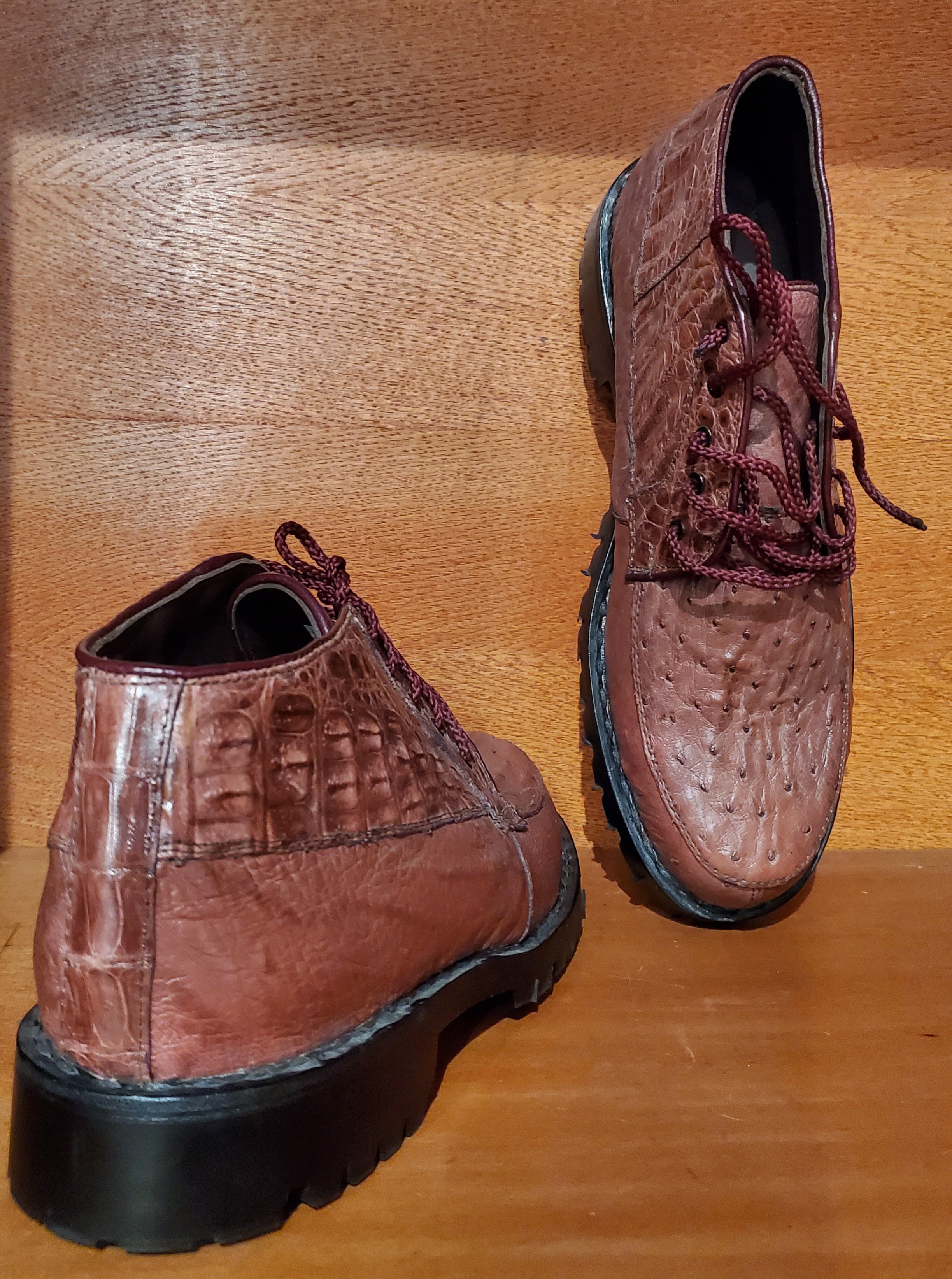 Burgundy Caiman & Ostrich 8D US Men's 10.5 image 3