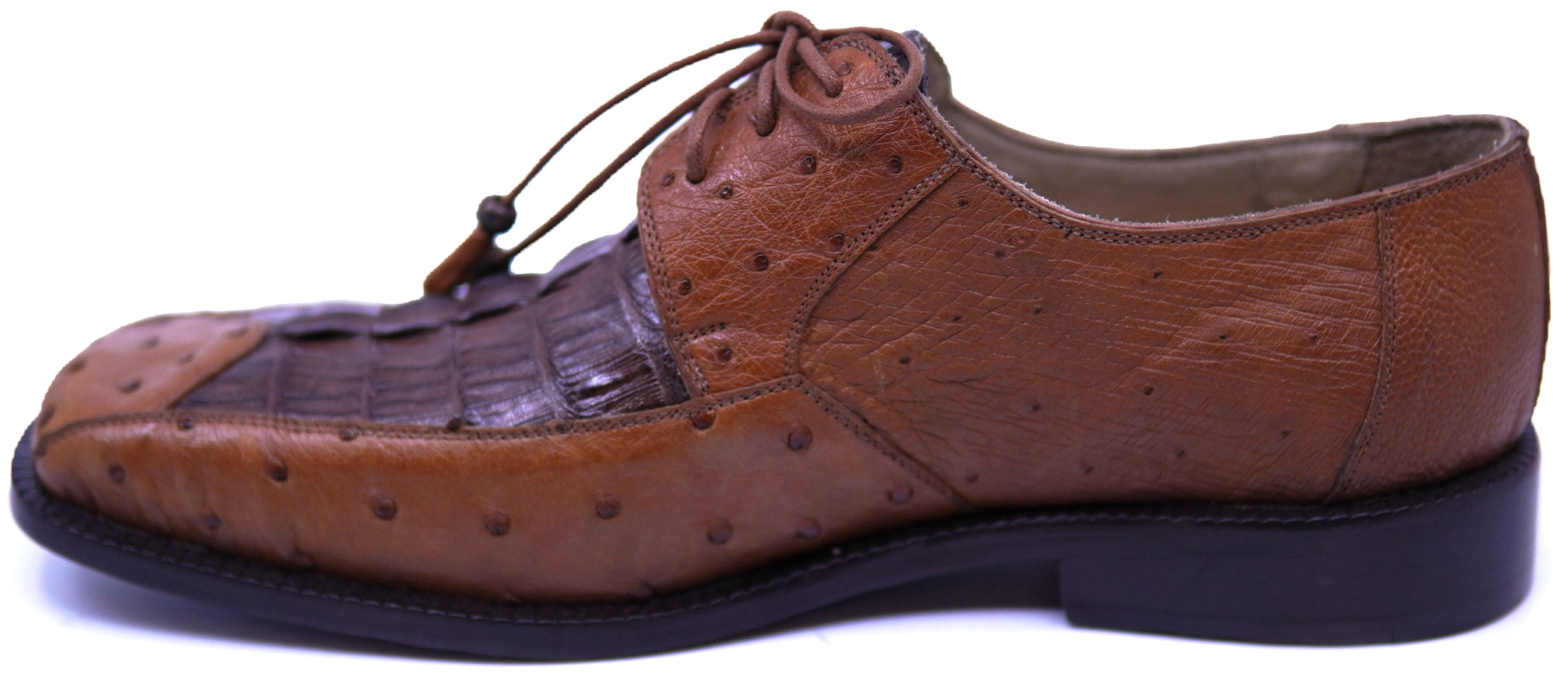 Cognac Ostrich & Brown Crocodile Tail Dress Shoe image 1