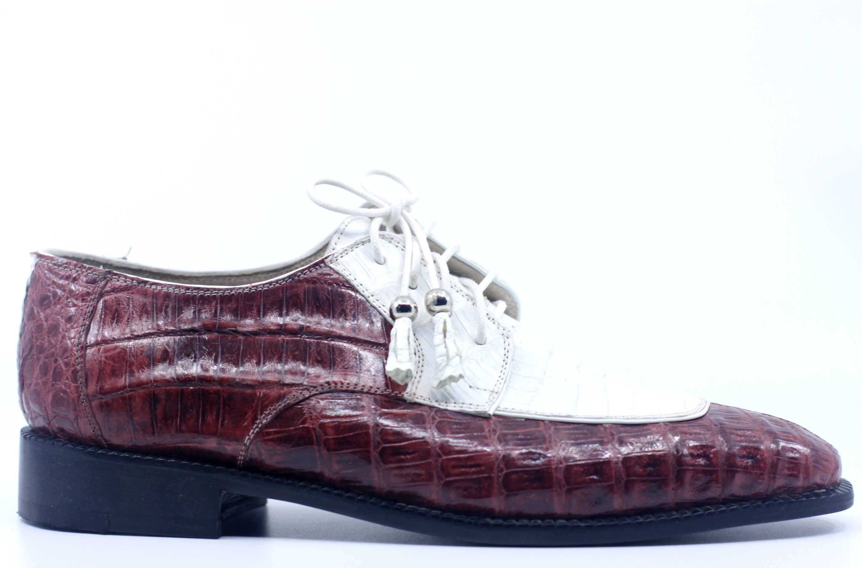 Burgundy and White Full Croc Dress Shoe US 9.5 image 0