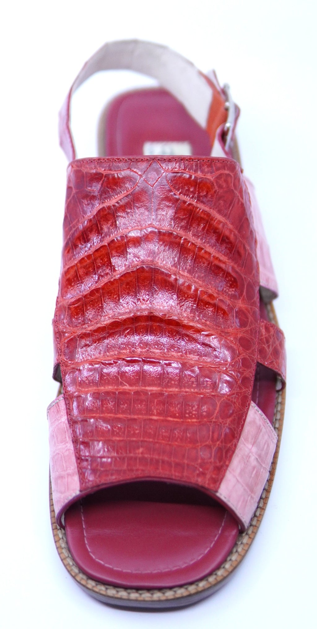 Pink & Red Crocodile Belly Sandals US 11 image 2