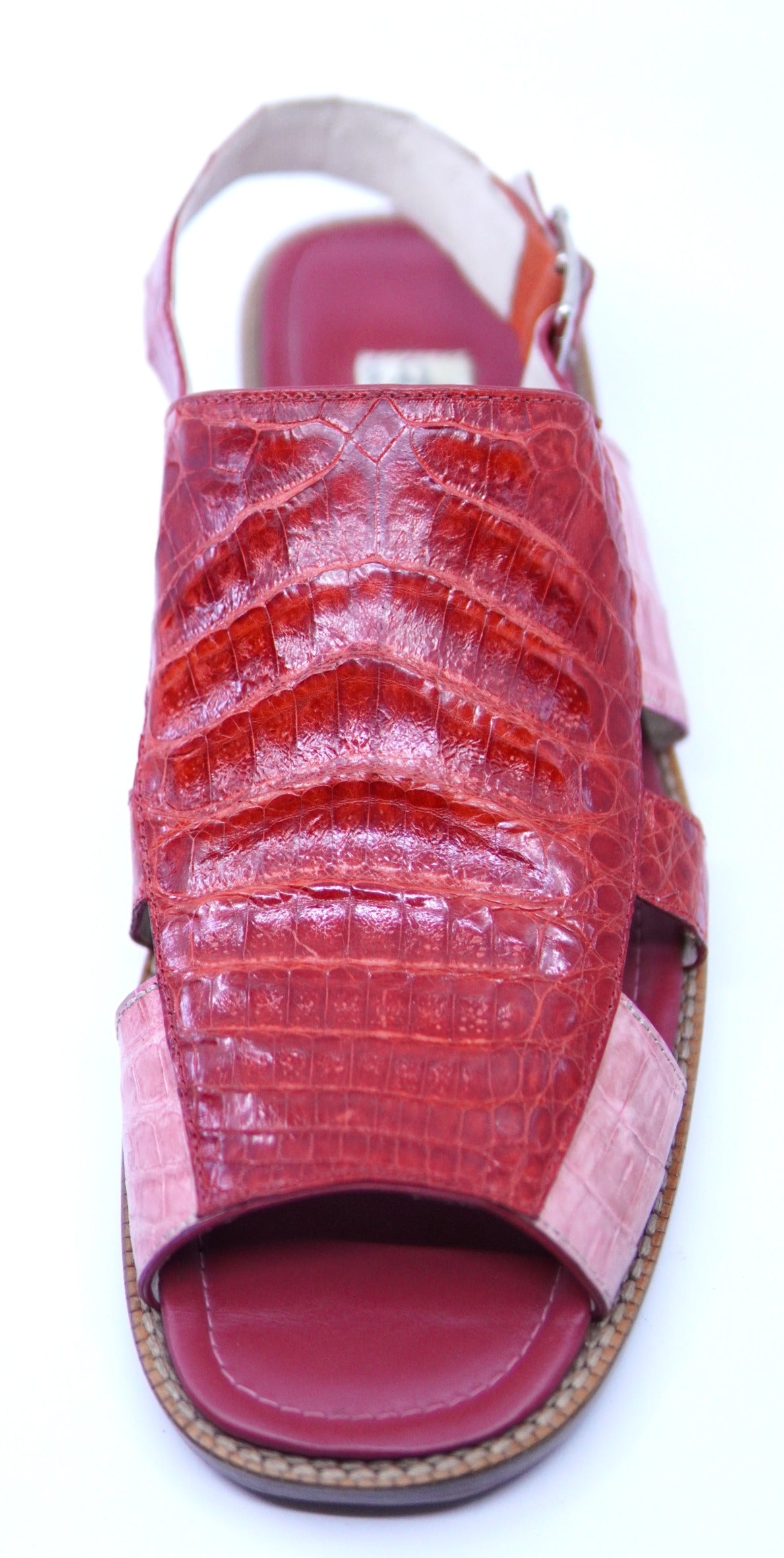 Pink & Red Crocodile Belly Sandals US 11 image 2