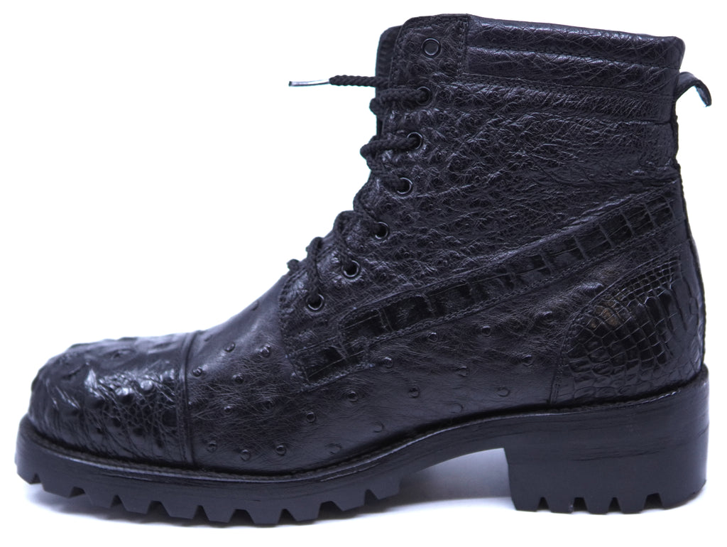 Hornback Caiman & Ostrich Combat Boots image 1
