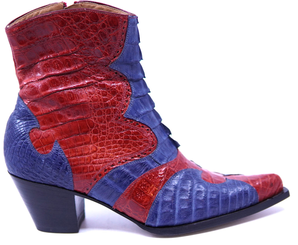 Red & Navy Blue Crocodile Botin image 0