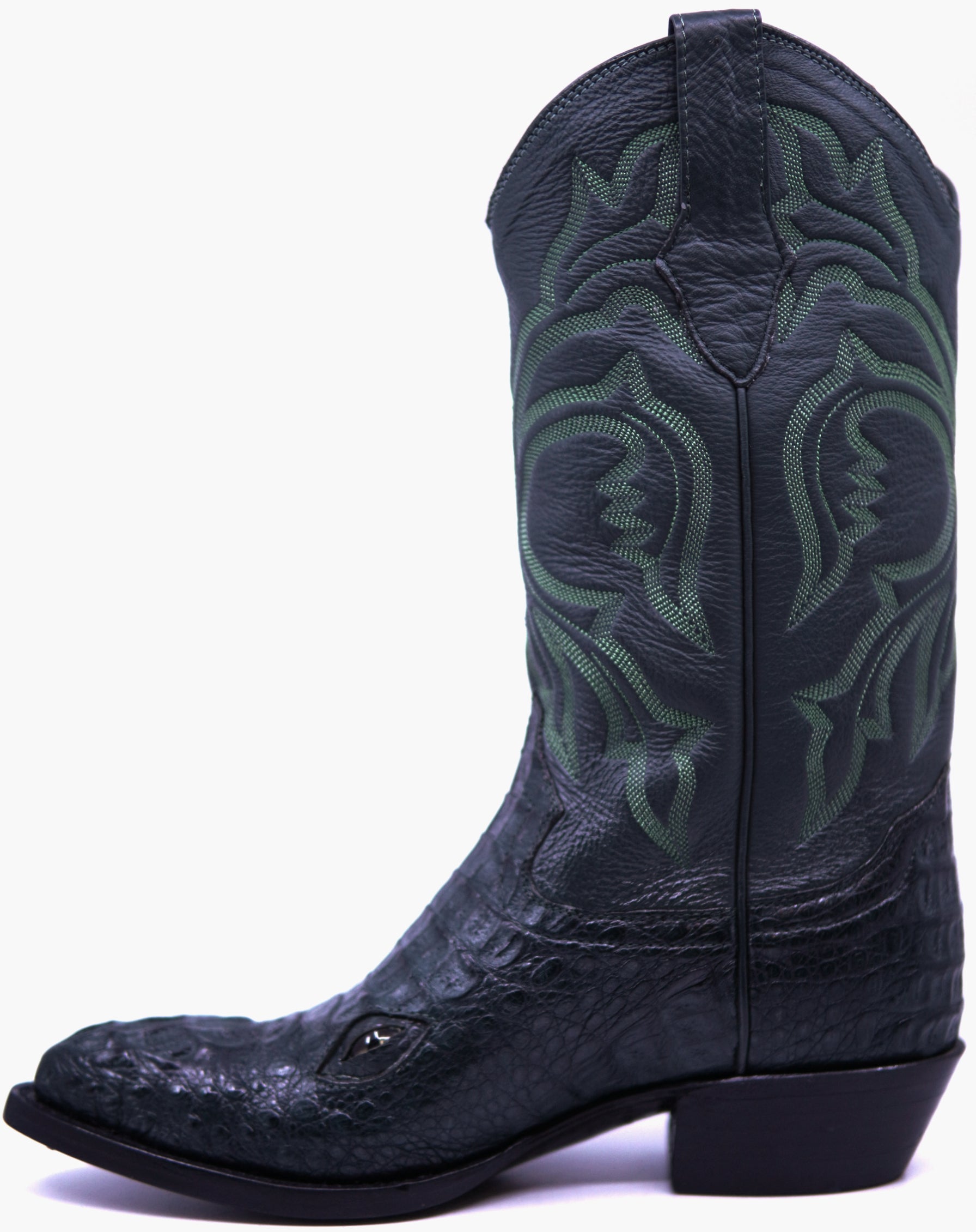 Dark Green Hornback Caiman Boots with Eyes image 2