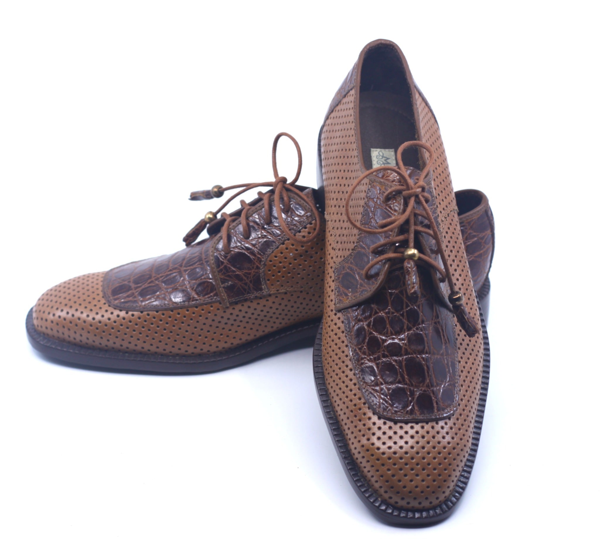 Crocodile and Perforated Leather Dress Shoe US Men's 10 image 3