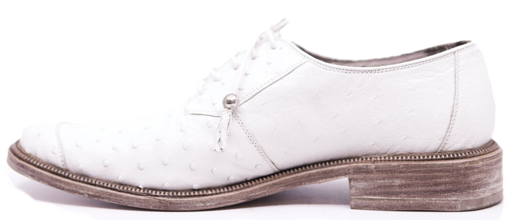 Full White Ostrich Dress Shoe image 1