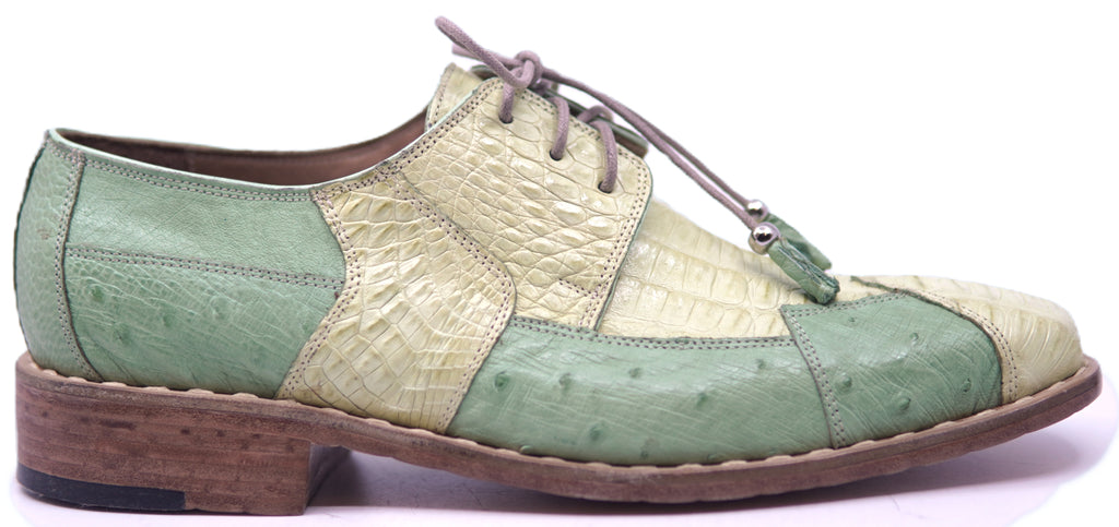 Genuine Lime Green Caiman & Green Ostrich 007 Dress Shoe image 0