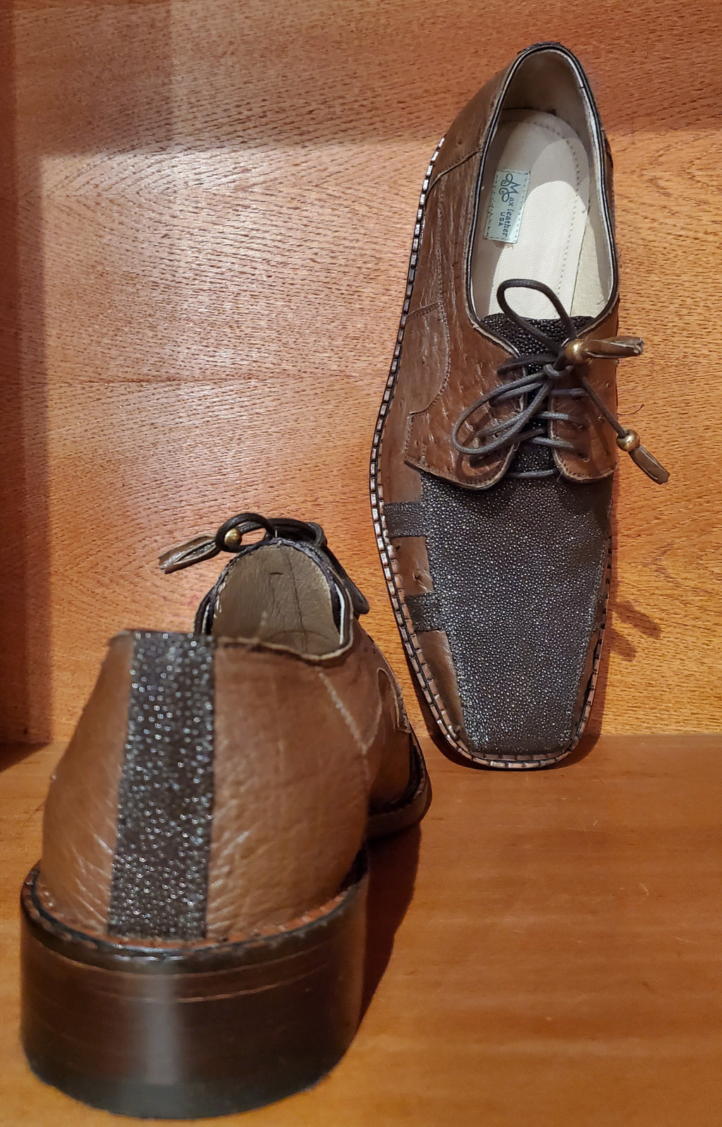 Brown Ostrich & Stingray Dress Shoe US Men's 10.5 image 3