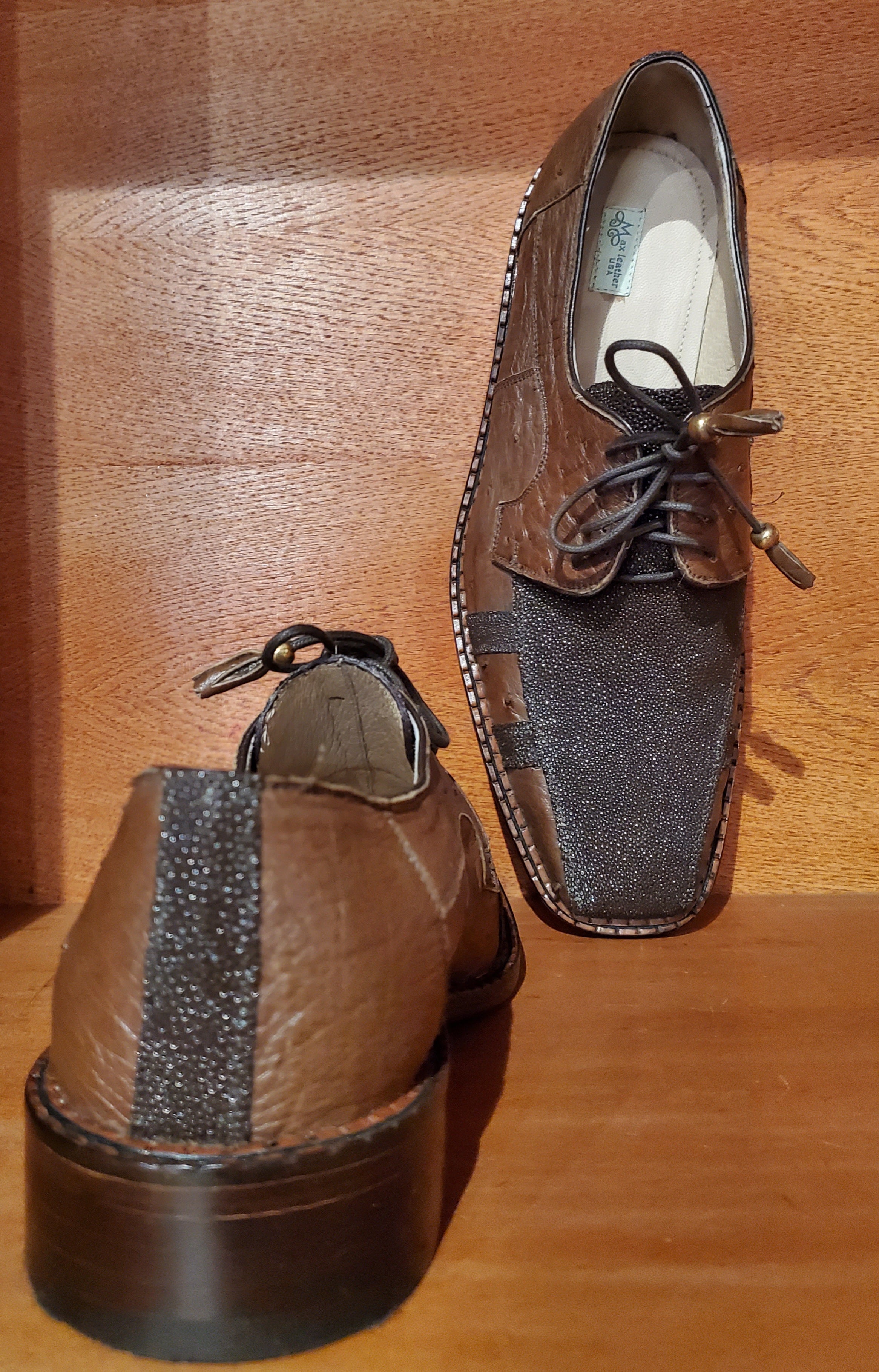 Brown Ostrich & Stingray Dress Shoe US Men's 10.5 image 3