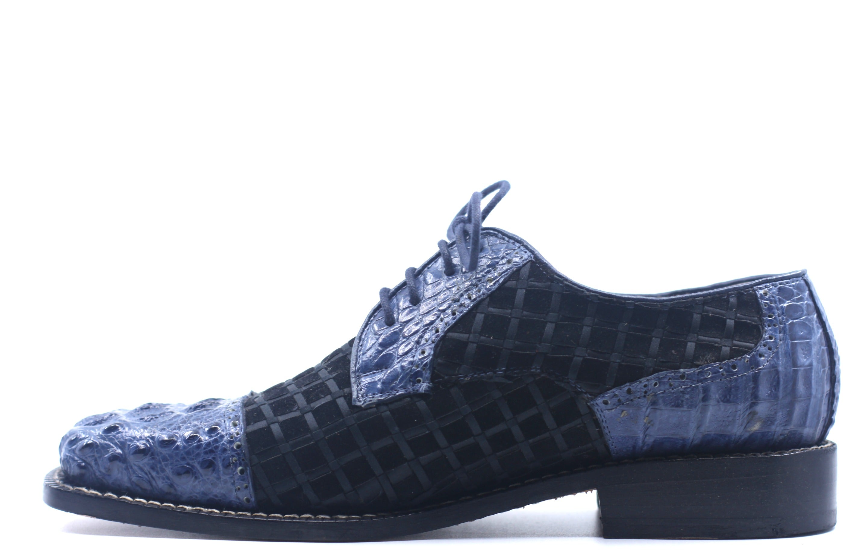 Navy Croc and Black Leather Dress Shoe US 9.5 image 2
