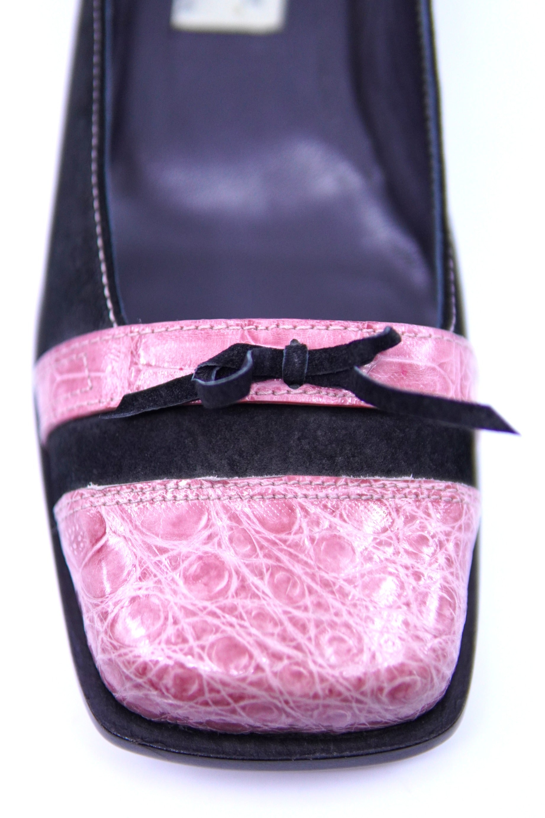 Pink Crocodile and Suede Loafers US Women's 8.5 image 2