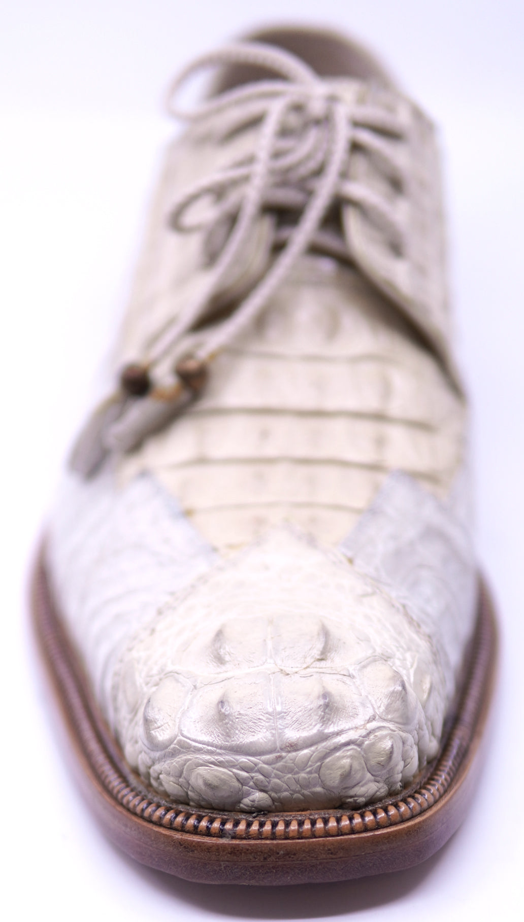 007 Light Gray & Beige Crocodile Hornback Dress Shoe image 3