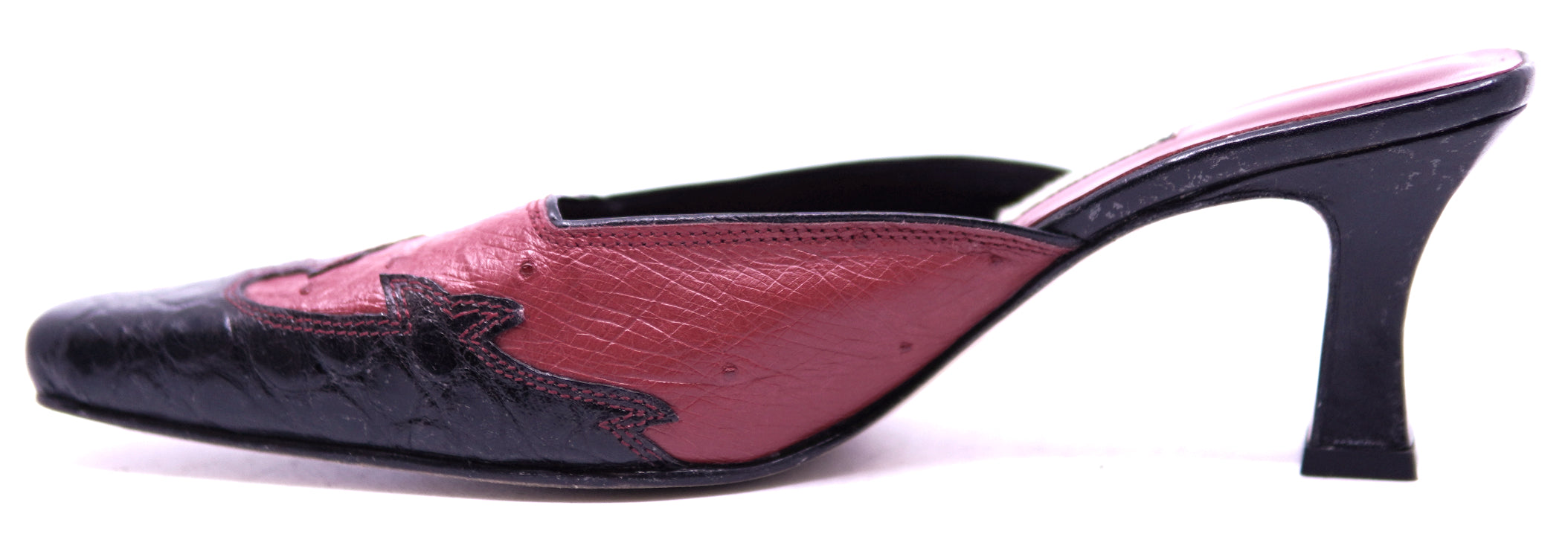 Red Ostrich & Black Alligator Heels 7-US Women's image 1
