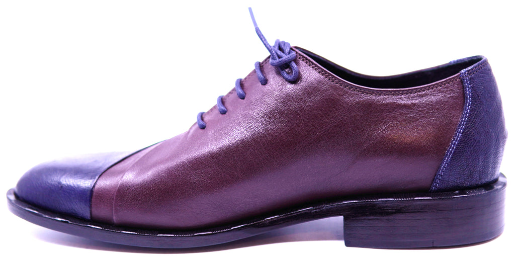 Burgundy Leather & Navy Blue Ostrich Dress Shoe image 2