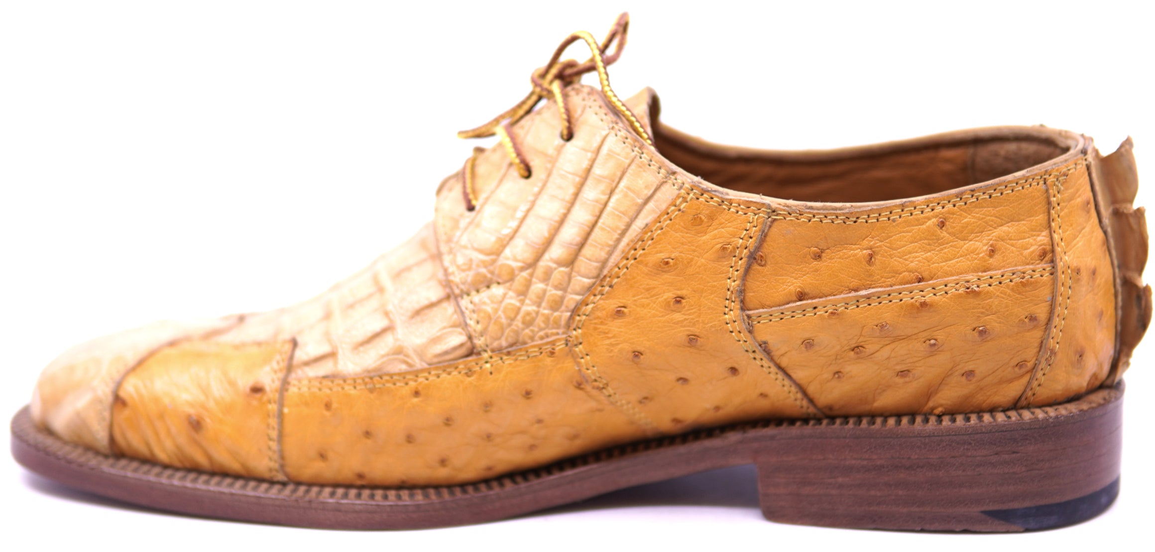 Genuine Buttercup Ostrich & Beige Crocodile 007 Dress Shoe image 1