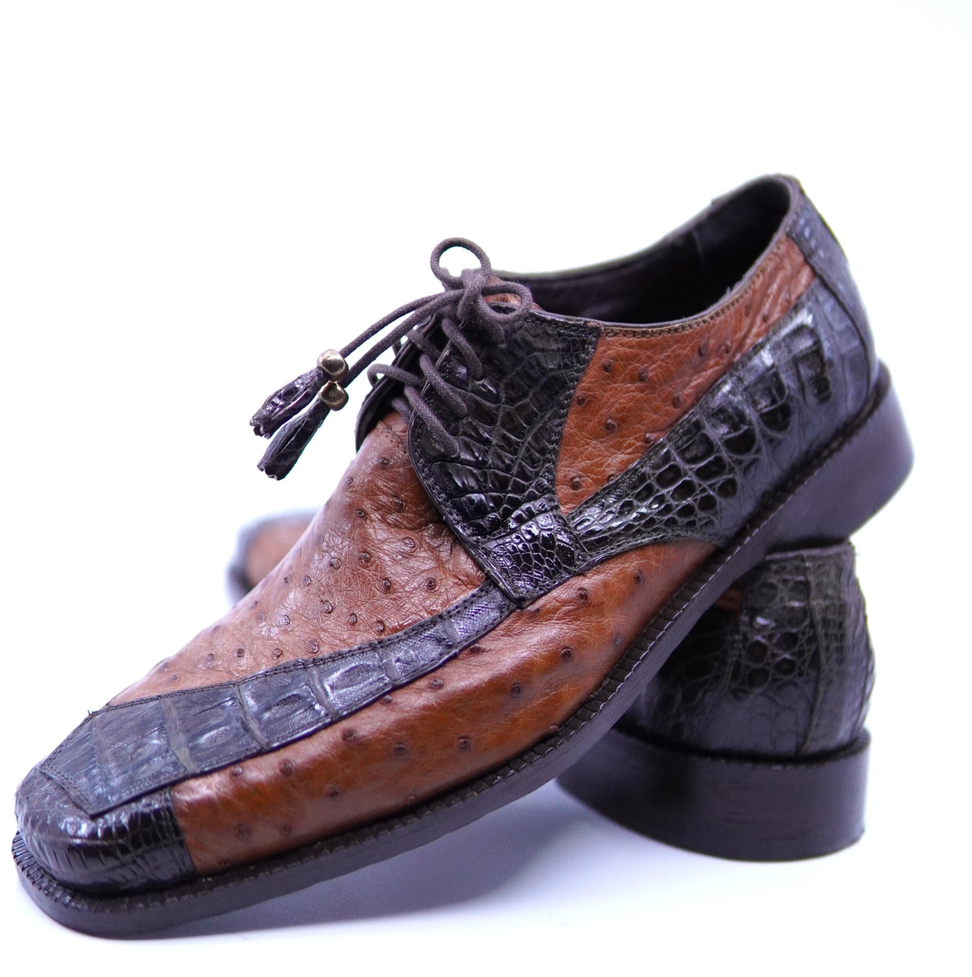 Brown Croc & Cognac Ost Dress Shoes US Men's 10 image 3