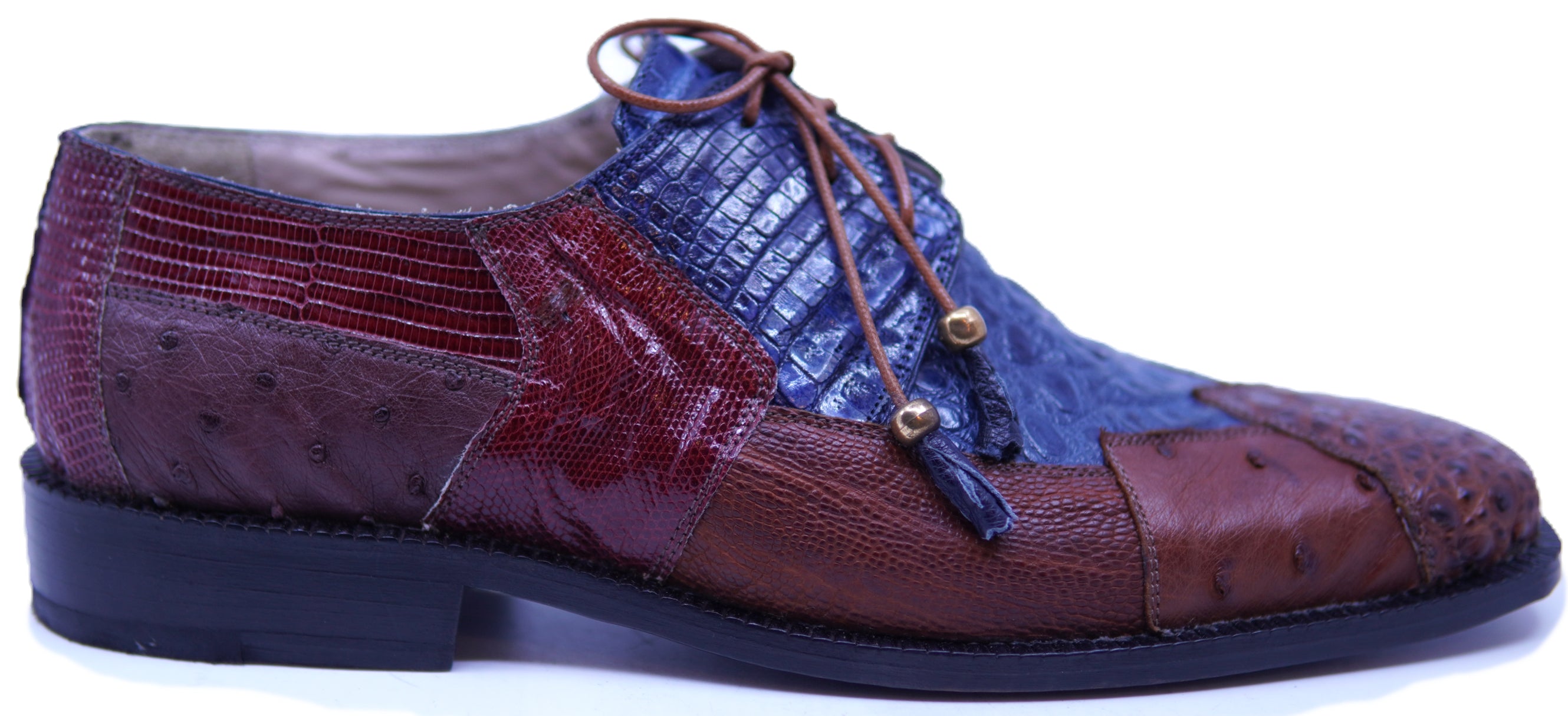 Genuine Navy Blue Crocodile, Cognac Lizard and Ostrich 007 Dress Shoe image 0