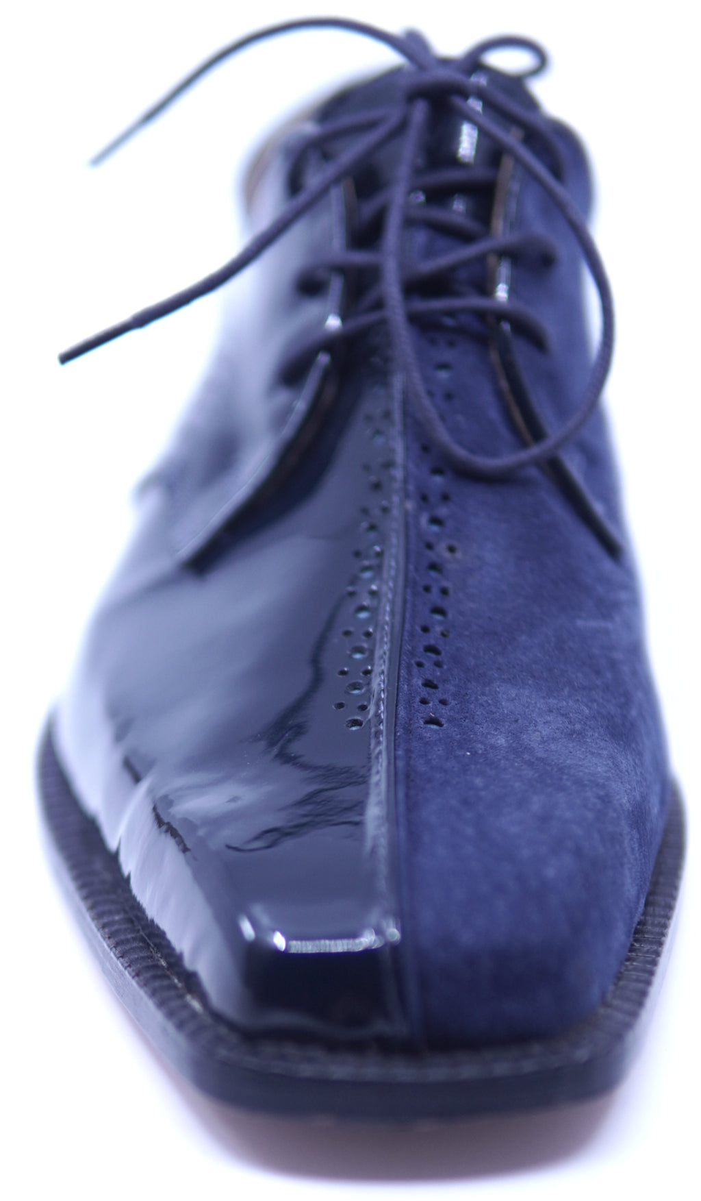 Genuine Dark Navy Blue Patent & Suede Dress Shoe image 3