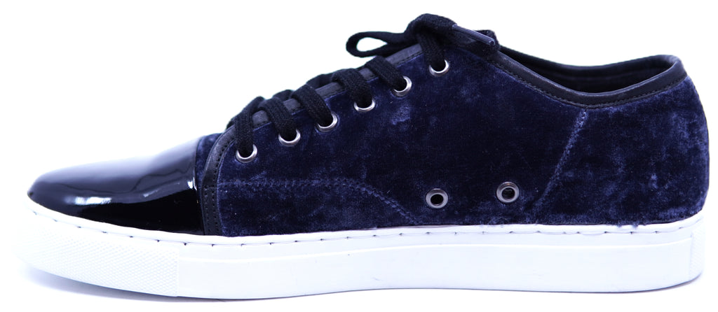 Genuine Navy Blue Velvet & Black Patent Sneaker image 1