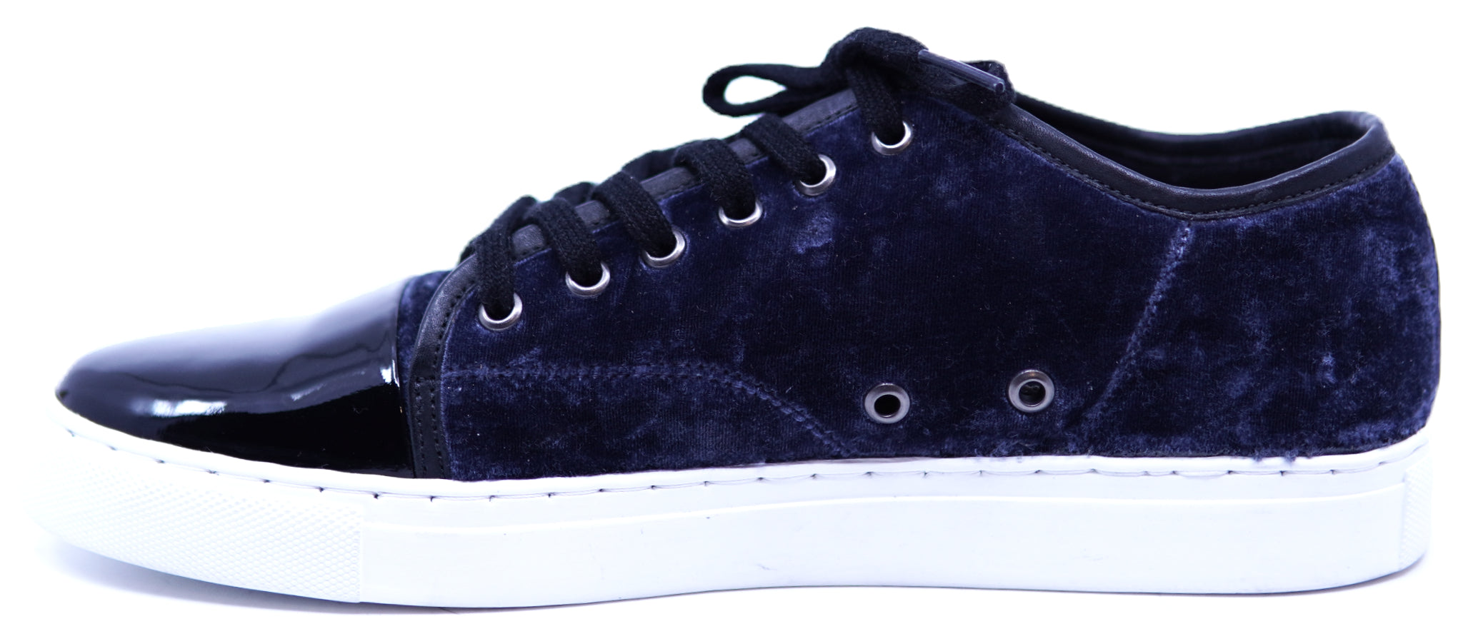 Genuine Navy Blue Velvet & Black Patent Sneaker image 1