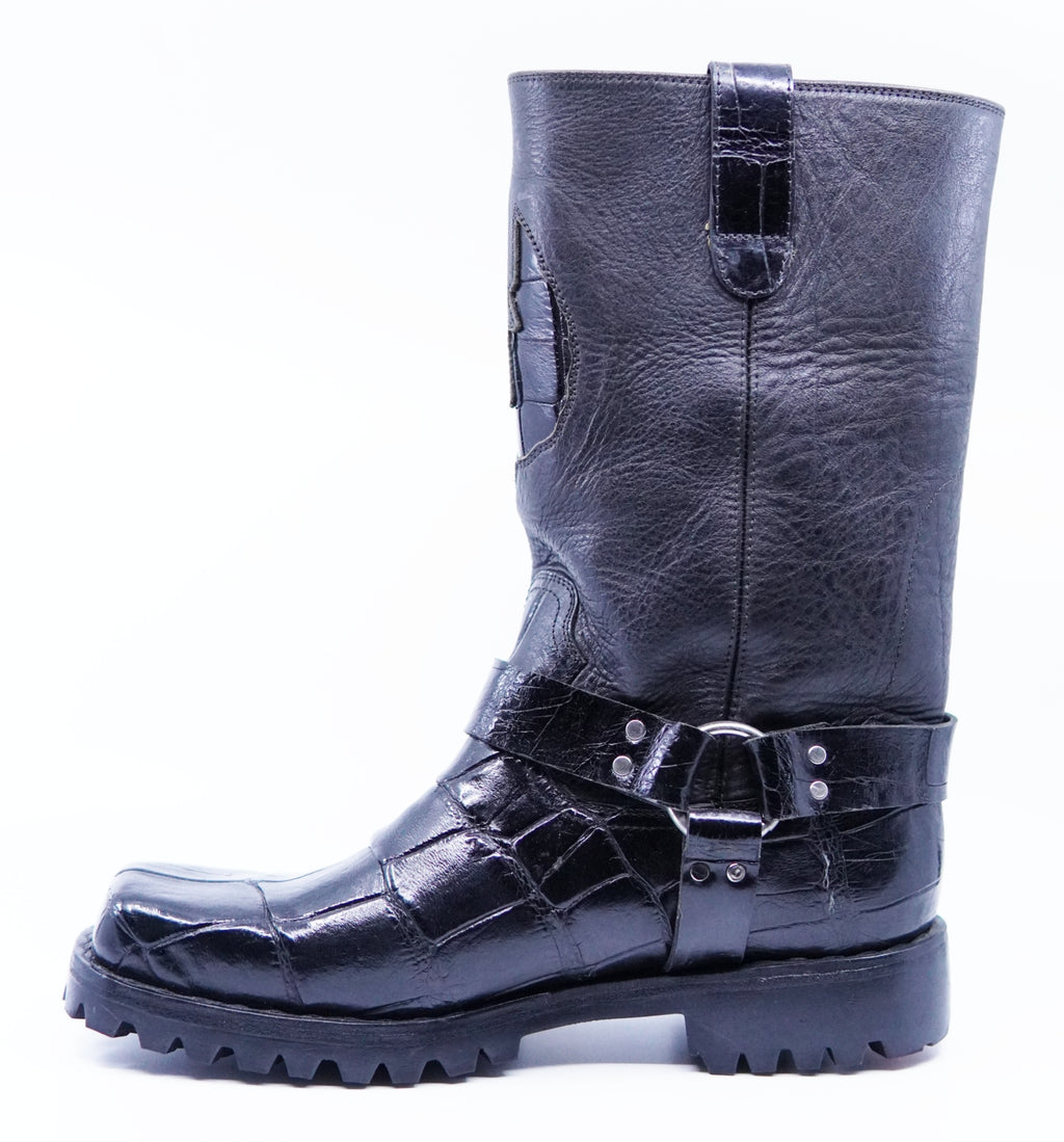 Alligator Belly Motorcycle Boots US Men's 9.5 image 2
