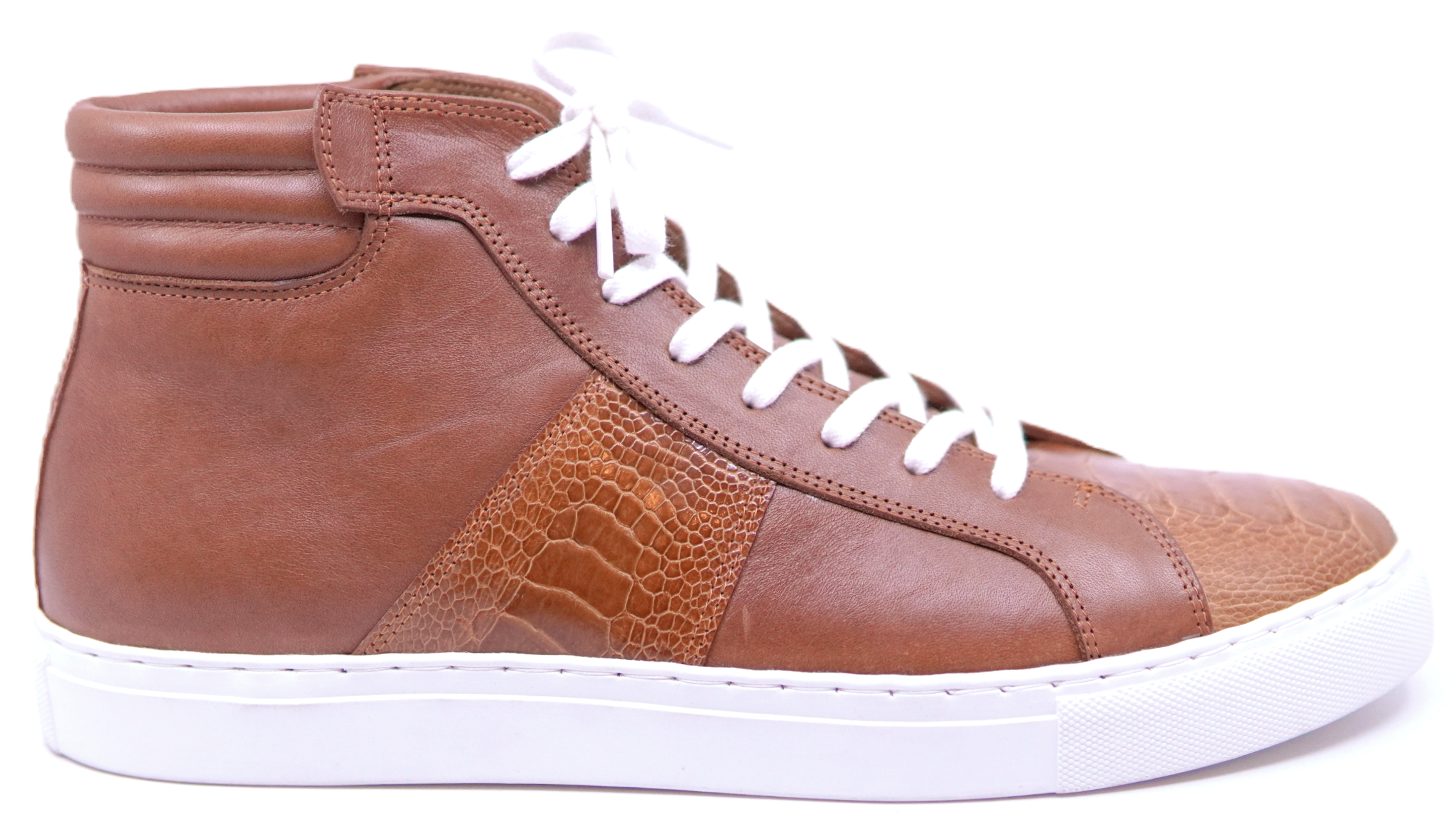 Ostrich Leg & Leather High Top Sneaker image 0