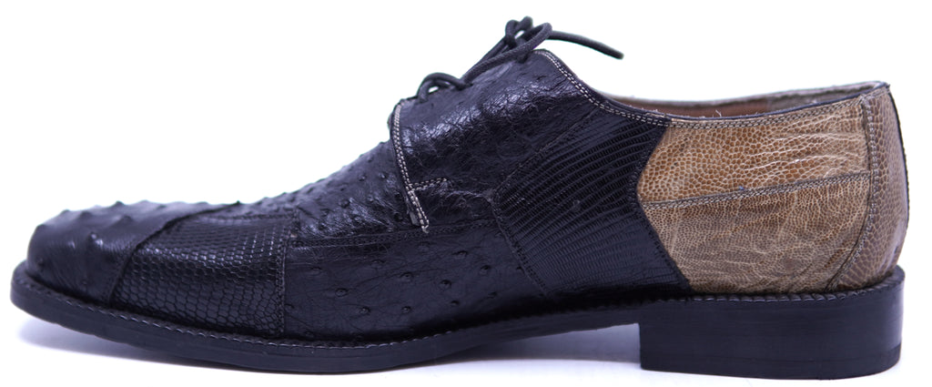 007 Cognac & Black Ostrich & Lizard Dress Shoe 12-US Men's image 1