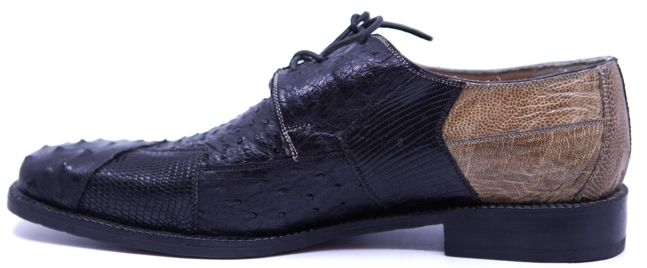 007 Cognac & Black Ostrich & Lizard Dress Shoe 12-US Men's image 1