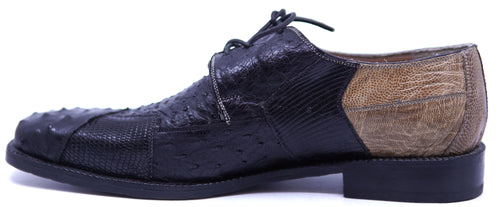 007 Cognac & Black Ostrich & Lizard Dress Shoe 12-US Men's image 1