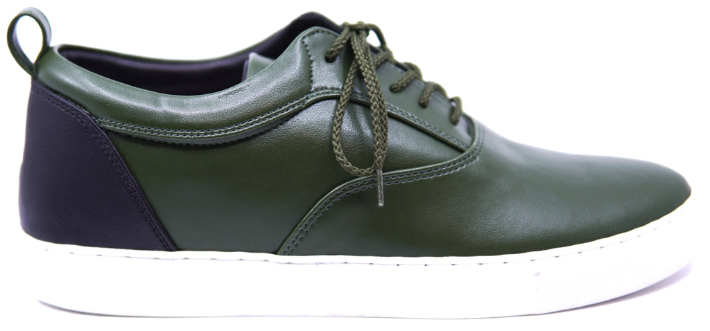 Vegan Olive Green Leather Sneaker image 0