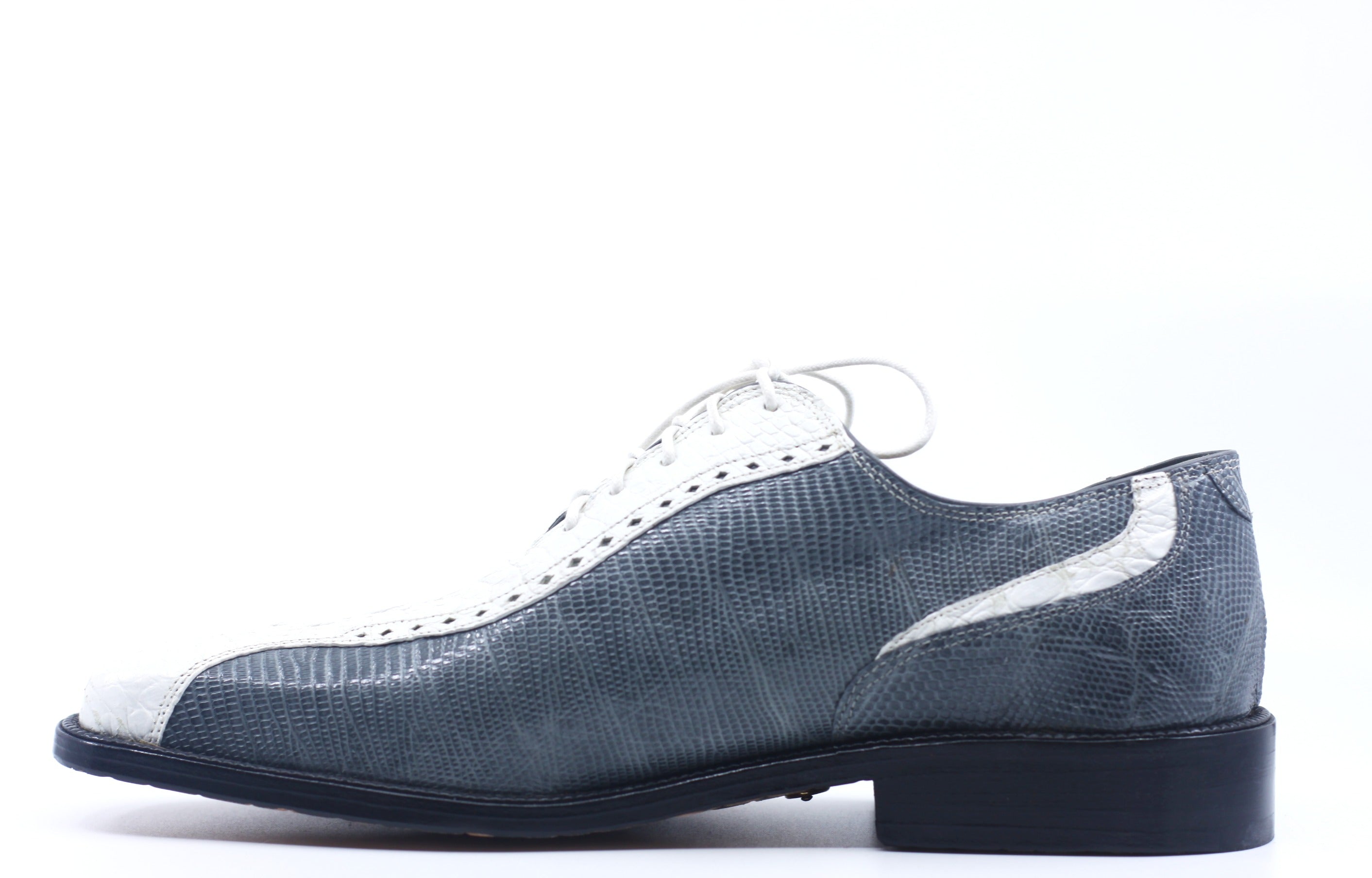 Grey and White Lizard and Alligator Dress Shoes 10 image 2
