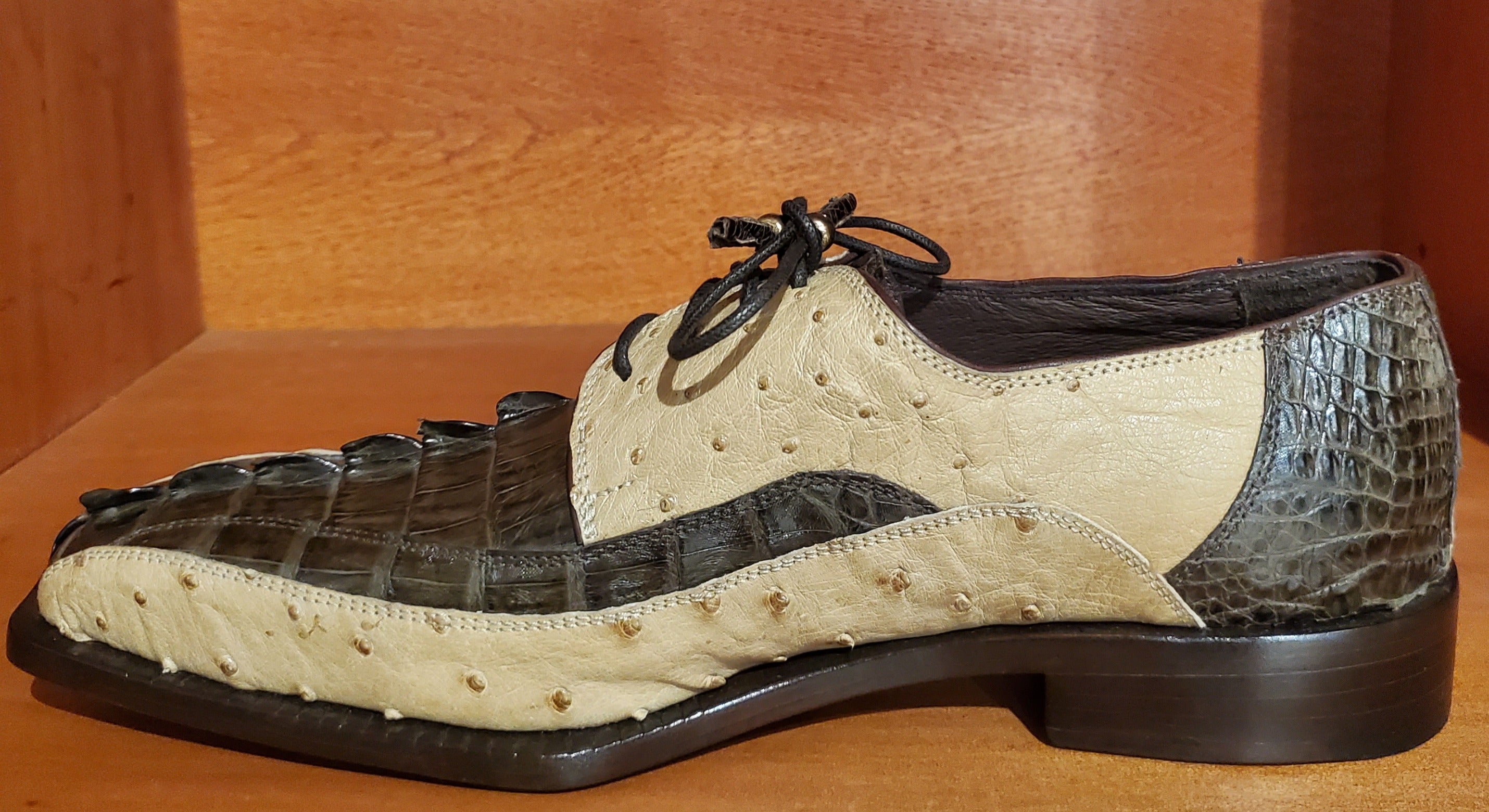 Brown & Beige Croc Tail and Ostrich US Men's 11 image 1