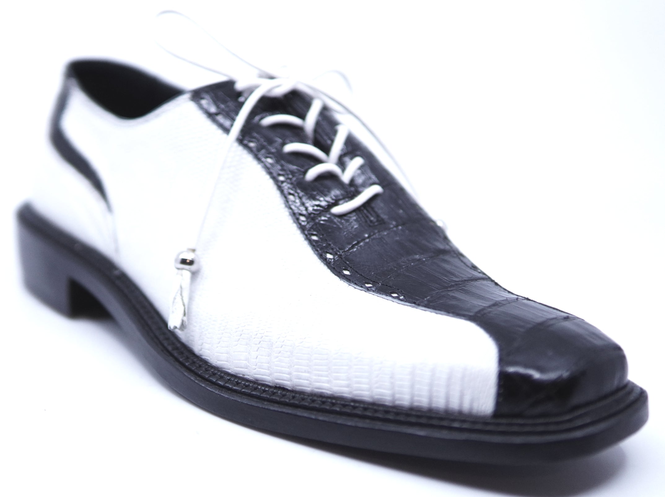 Black Crocodile & White Lizard Dress Shoe image 2