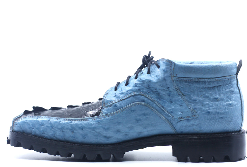 Blue and Black Ostrich and Croc Boot US 10.5 image 2