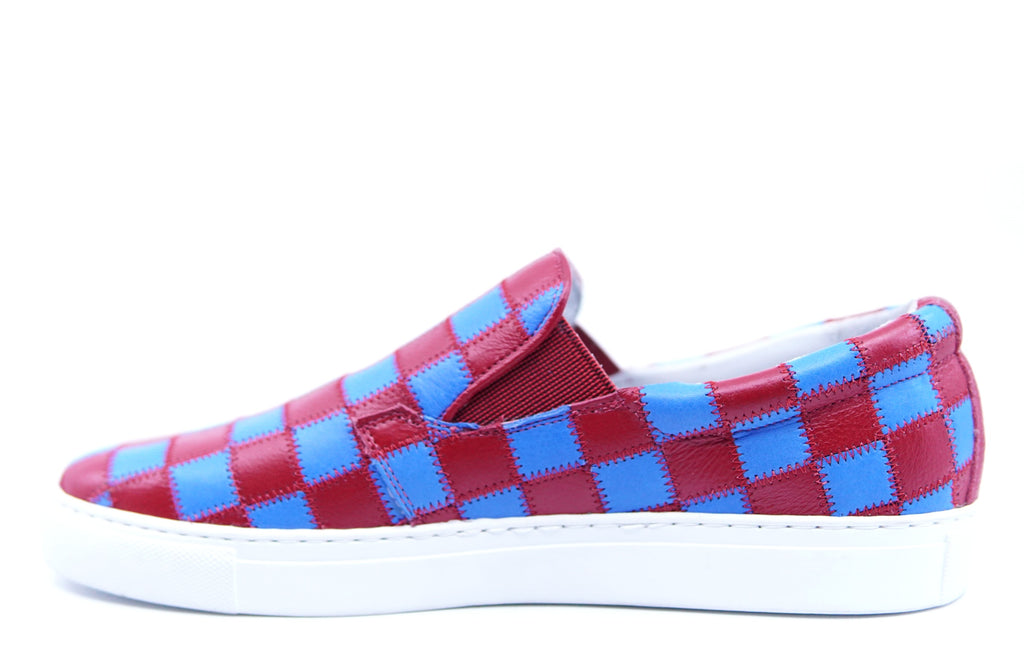 Red & Blue Leather Slip On US 10.5 image 2