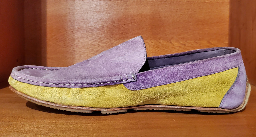 Purple and Yellow Suede Driving Shoes US Men's 11 image 1