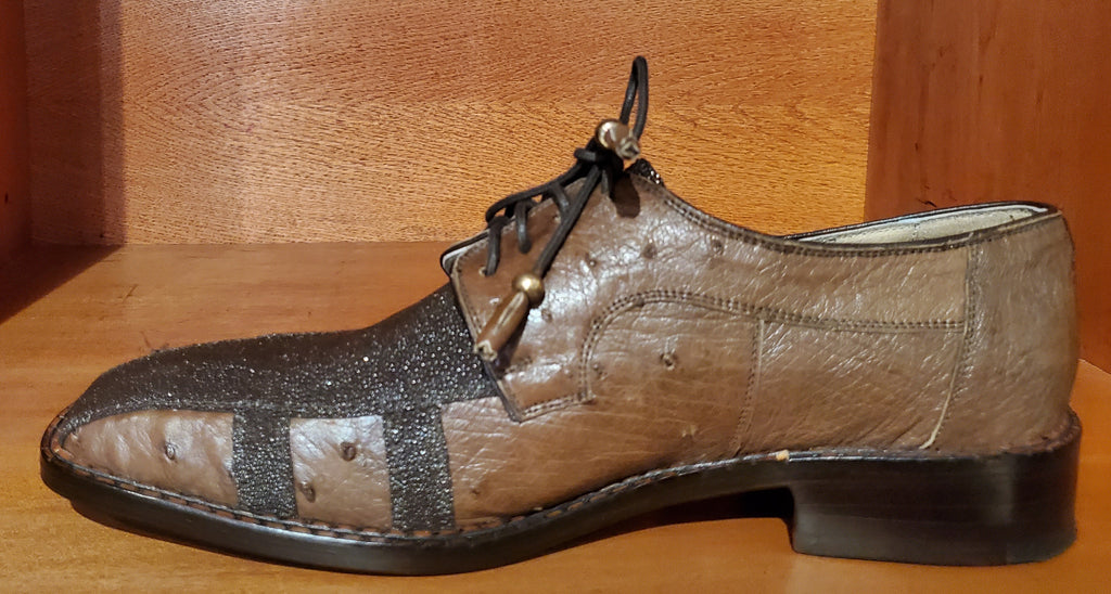 Brown Ostrich & Stingray Dress Shoe US Men's 10.5 image 1