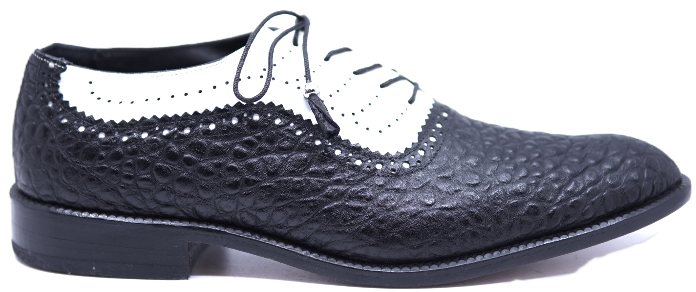 Genuine Black & White Leather Dress Shoe 12-US Men's image 0