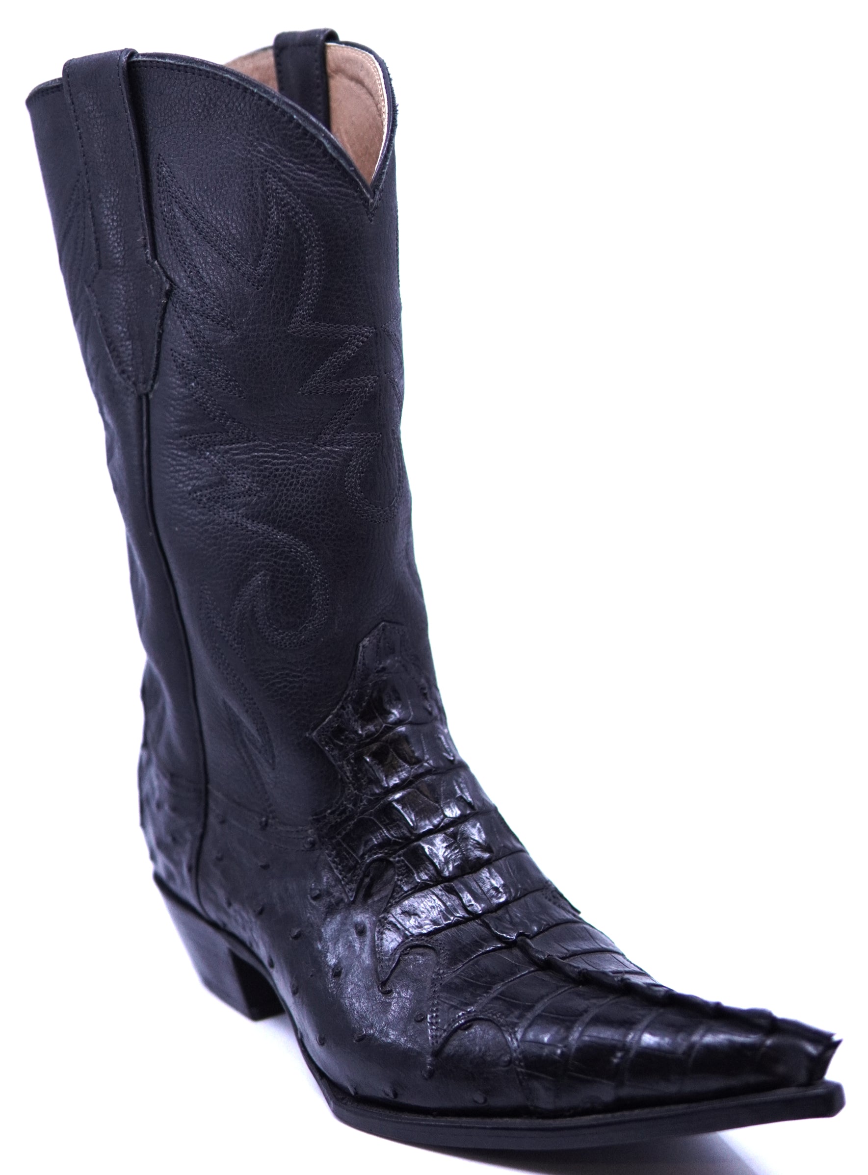 Caiman Tail & Ostrich Pointed Toe Cowboy Boots image 2